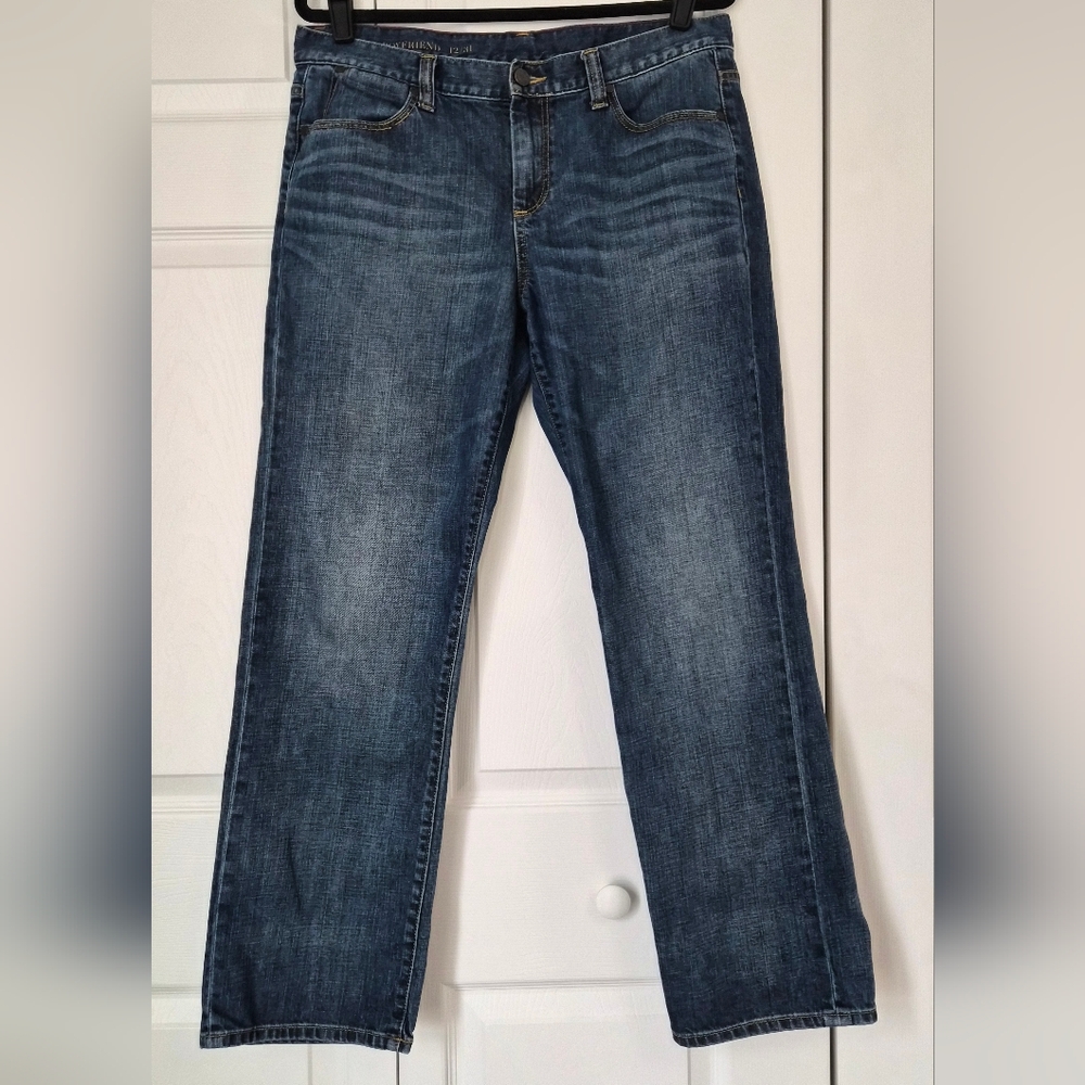 Talbots Boyfriend Jeans 12/31 Medium Wash Straight Leg 100% Cotton